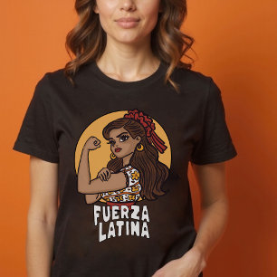 T-shirt Fuerza latina, chemise espagnole dessinée à la mai