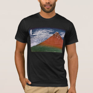 T-shirt Fuji rouge, Aka Fujiyama Volcan Katsushika Hokusai