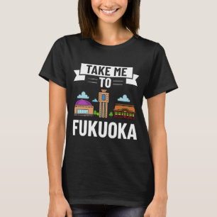 T-shirt Fukuoka Japon City Skyline Carte Voyage