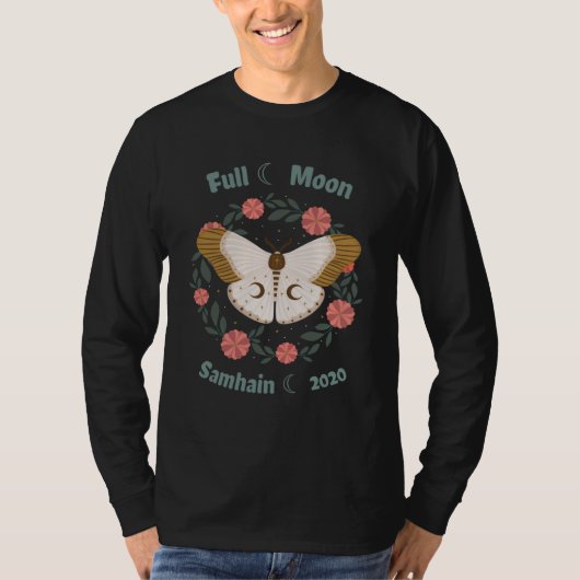 T-shirt Full Blue Moon Samhain 2020 Moth Garland (Devant)