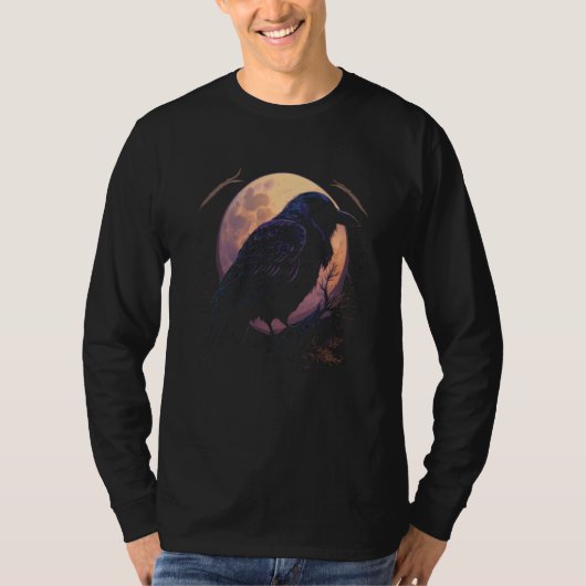 T-shirt Full Moon Crow Raven Flying Bird Halloween  1 (Devant)