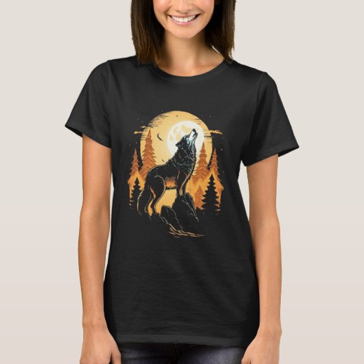 T-shirt Full Moon Howling Wolf Wolves   1 (Devant)
