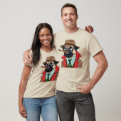 T-shirt Fumer chien carlin avec casquette fedora (Unisexe)