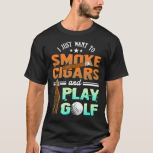 T-shirt Fumer Cigar Et Jouer Golf Golfer Fumer Cigarette