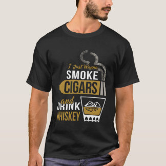 T-shirt Fumer Cigars Boire Whiskey Cigar Lover Cigar Smoke