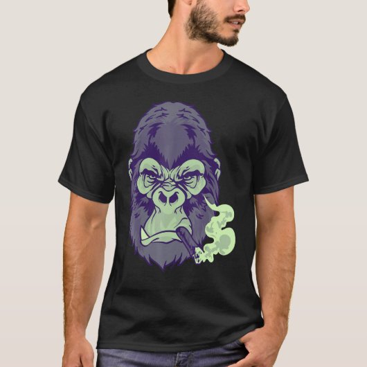 T-shirt Fumer Le Cigar Moyenne Monnaie Choc Gorilla Pour L (Devant)