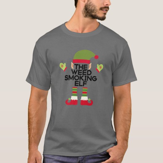 T-shirt Fumer les mauvaises herbes elf drôle Edibles fête (Devant)
