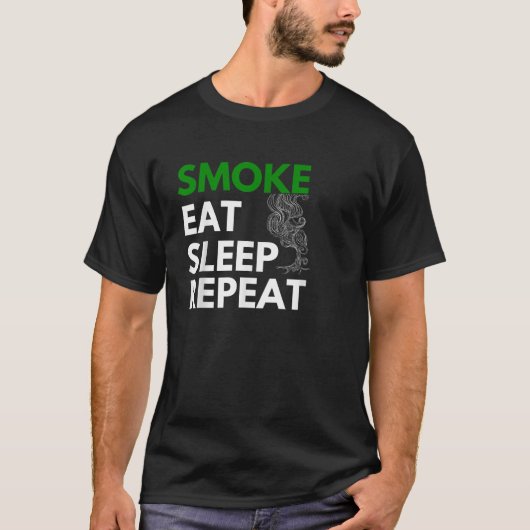 T-shirt Fumer Manger Dormir Répéter Fumer Mauvaise herbe (Devant)