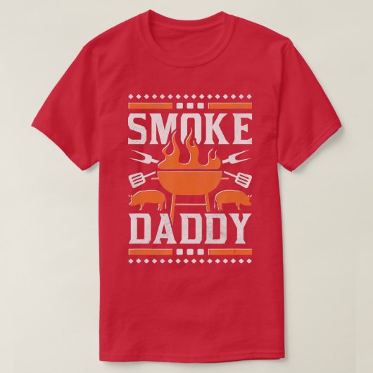 T-shirt Fumer papa Drôle papa BBQ (Design devant)
