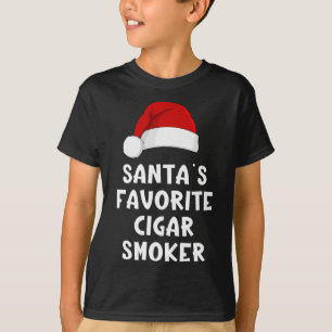 T-shirt Fumeur de cigare préféré du Père Noël de Noël Ciga