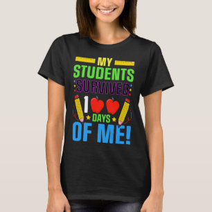 T-shirt Fun 100e jour d'école Mon élève a survécu 100 jo