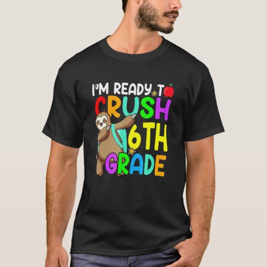 T-shirt Fun 6th Fourth Grade Dabbing Sloth Back To School (Devant)