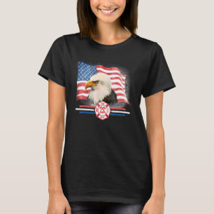 T-shirt Fun American Flag Firefighter Badge 4 juillet Ba