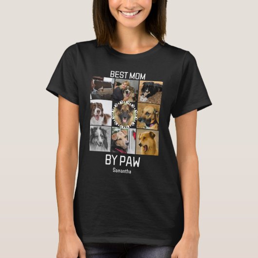 T-shirt Fun Best Mom By Paw Custom 9 Photo Collage (Devant)