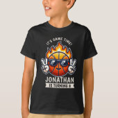 T-shirt Fun Birthday Boy with Basketball Theme (Devant)