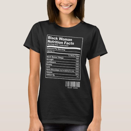 T-shirt Fun Black Woman Nutrition Fact Black History Mont (Devant)