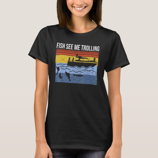 T-shirt Fun boat fishing trolling fish see me trolling spi (Devant)