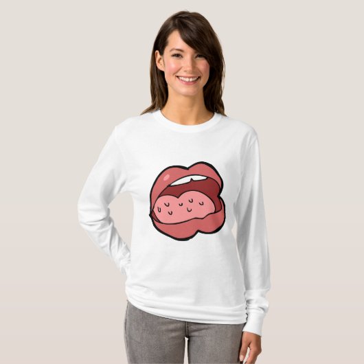 T-shirt Fun Cartoon Open Mouth and Lips (Devant entier)