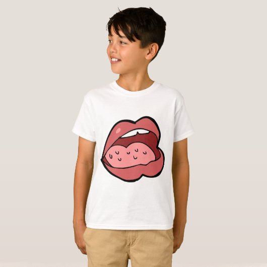 T-shirt Fun Cartoon Open Mouth and Lips (Devant entier)