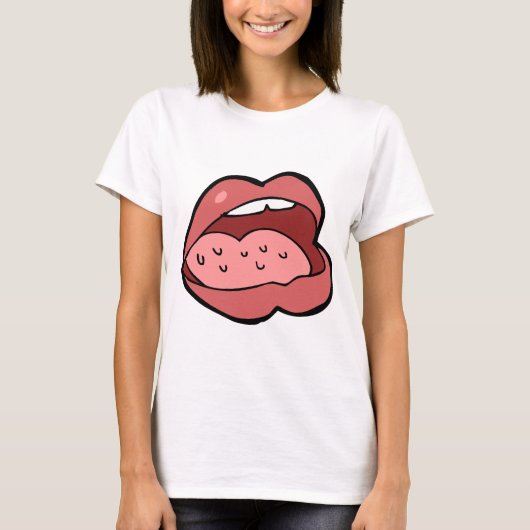 T-shirt Fun Cartoon Open Mouth and Lips (Devant)