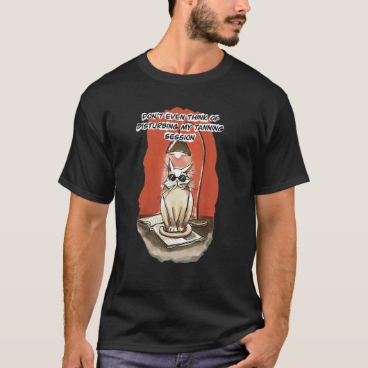 T-shirt Fun Cat Desk Tanning (Devant)