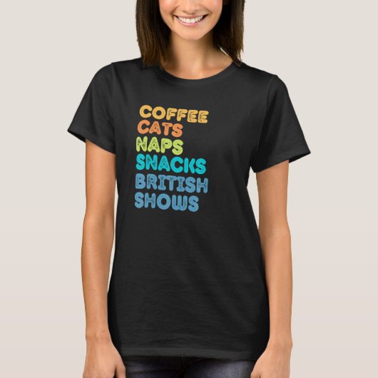 T-shirt Fun Chat Maman Chat Papa Café Chats Naps Snacks Br (Devant)