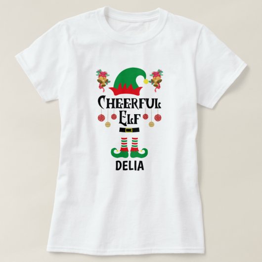 T-shirt Fun Cheerful Elf - Drôle Noël Naming Cadeaux (Design devant)