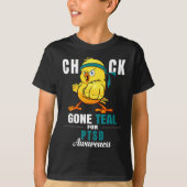 T-shirt Fun Chick Gone Turquoise Ruban Chicken Warrier Pts (Devant)