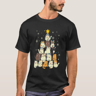 T-shirt Fun Christmas Cats Xmas Arbre