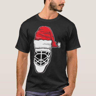 T-shirt Fun Christmas Hockey Goalie Masque Santa Hat Xmas 