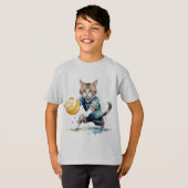 T-shirt Fun Cool Chat Jouer Volleyball Humour animal (Devant entier)