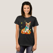 T-shirt Fun Corgi Thanksgiving chien d'automne (Devant entier)