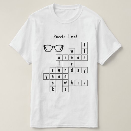 T-shirt Fun Crossword Puzzle noir et blanc (Design devant)