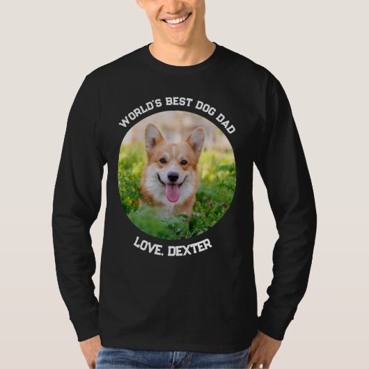 T-shirt Fun Custom Pet Photo Circle World's Best Chien Pap (Devant)