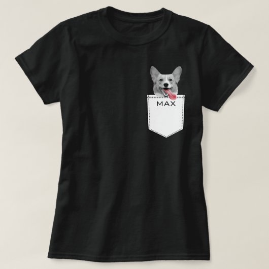 T-shirt Fun Custom Pet photo et nom Pocket (Design devant)