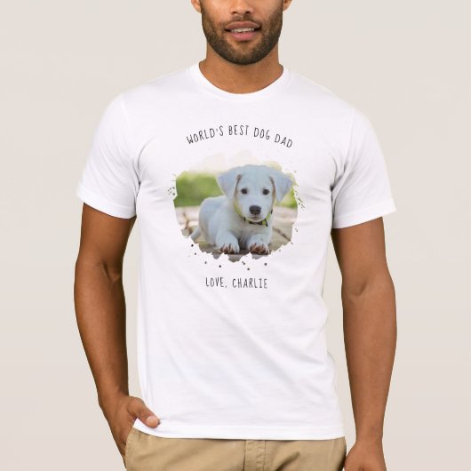 T-shirt Fun Custom Pet Photo Splash Best Chien Papa (Devant)