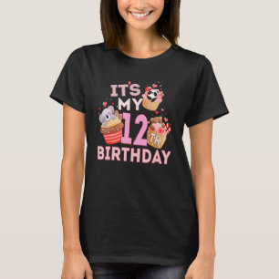 T-shirt Fun Cute Animal Cupcake C'Est Mon 12e Anniversaire