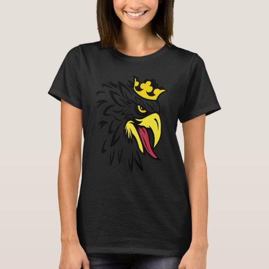 T-SHIRT FUN EAGLE EAGLE BIRD WITH CROWN YELLOW EYES BOLD E (Devant)