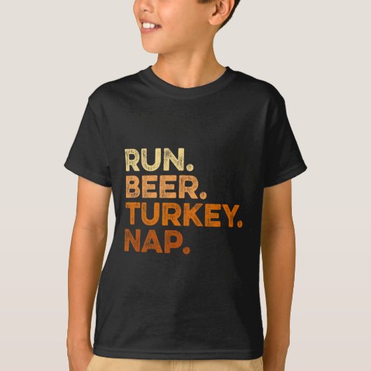 T-shirt Fun Fall Sayyings Thanksgiving Trot Run Bière Turq (Devant)