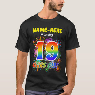 T-shirt Fun Fireworks, Rainbow Look "19", 19e anniversaire