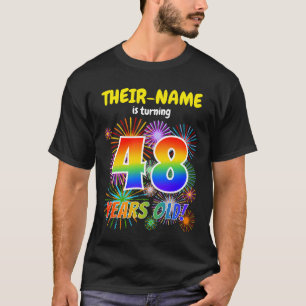 T-shirt Fun Fireworks, Rainbow Look "48", 48e anniversaire