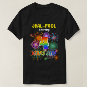 T-shirt Fun Fireworks, Rainbow Look "4", 4e anniversaire