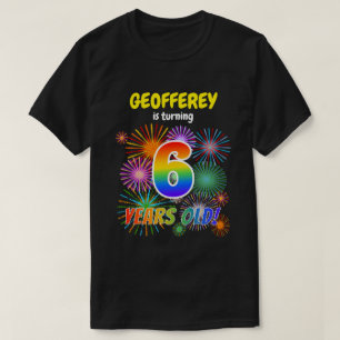 T-shirt Fun Fireworks, Rainbow Look "6", 6e anniversaire