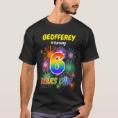 T-shirt Fun Fireworks, Rainbow Look "6", 6e anniversaire (Devant)