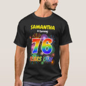 T-shirt Fun Fireworks, Rainbow Look "76", 76e anniversaire (Devant)