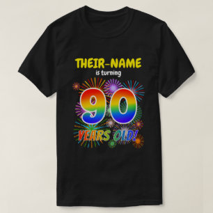 T-shirt Fun Fireworks, Rainbow Look "90", 90e anniversaire