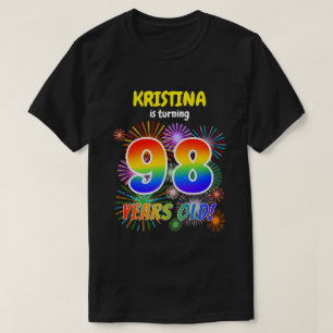 T-shirt Fun Fireworks, Rainbow Look "98", 98e anniversaire