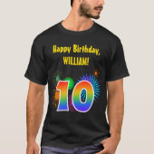 T-shirt Fun Fireworks + Rainbow Motif "10" Anniversaire # (Devant)