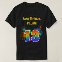 Fun Fireworks + Rainbow Motif "13" Anniversaire #