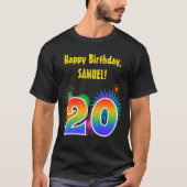 T-shirt Fun Fireworks + Rainbow Motif "20" Anniversaire # (Devant)